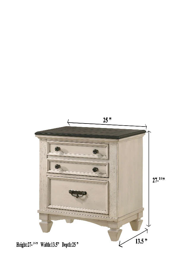 B9 5 pcs White/Brown Panel Bedroom Set