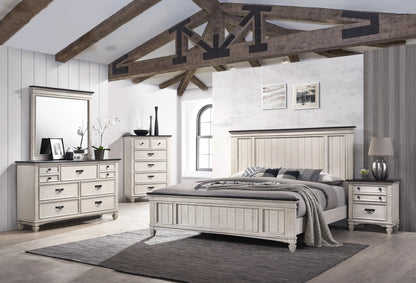 B9 5 pcs White/Brown Panel Bedroom Set