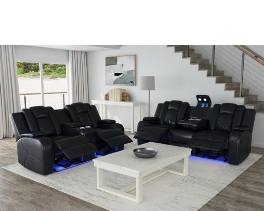 implosion black Power Led sofa + love seat
