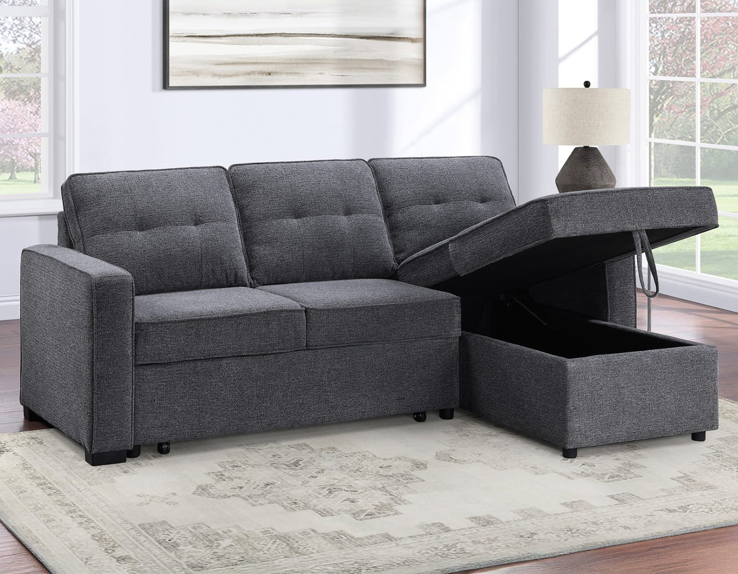 Noah Flippable, Convertible Storage Sleeper Chofa, grey