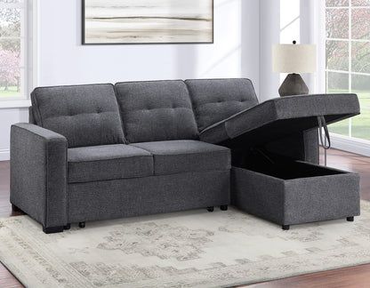 Noah Flippable, Convertible Storage Sleeper Chofa, grey
