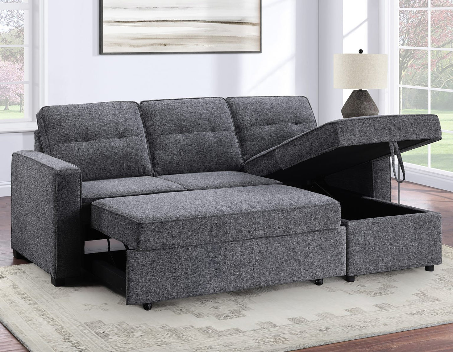 Noah Flippable, Convertible Storage Sleeper Chofa, grey