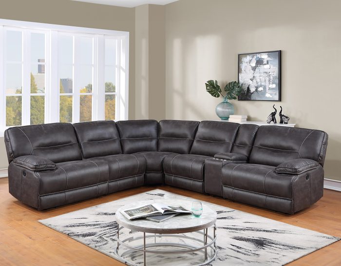 Ogen 6-Piece Power Sectional with RAF Recliner SS