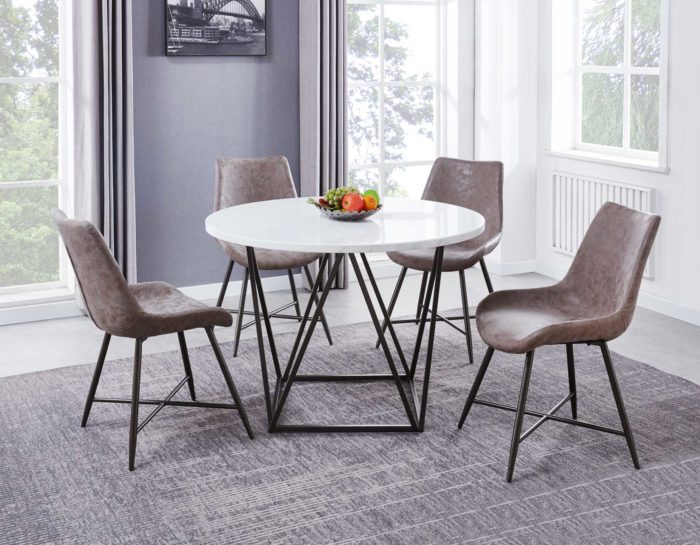 5 Piece Marble Top Set (Table & 4 Side Chairs) SS