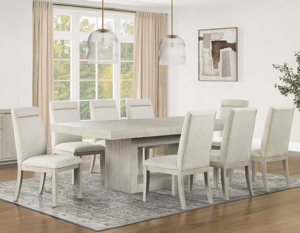 5-Piece Dining Set, Distressed Greige Finish ss