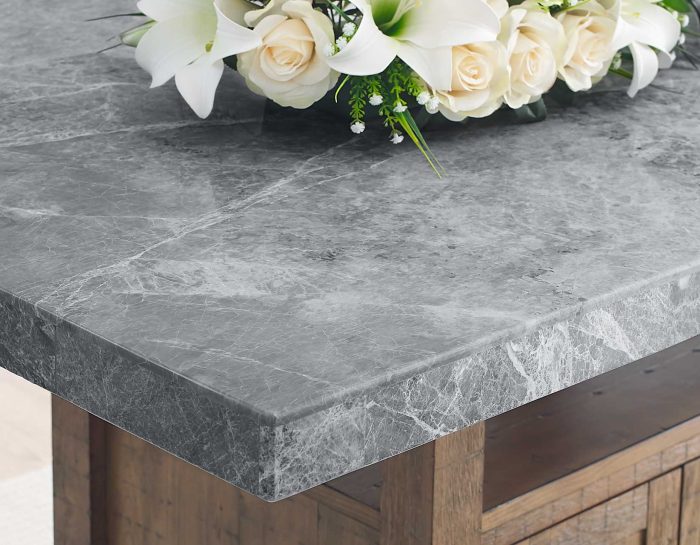 5-Piece Marble Top Counter Storage Dining Set ss