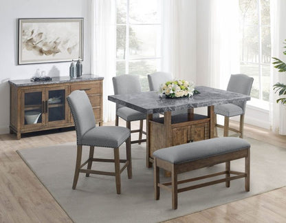 5-Piece Marble Top Counter Storage Dining Set ss