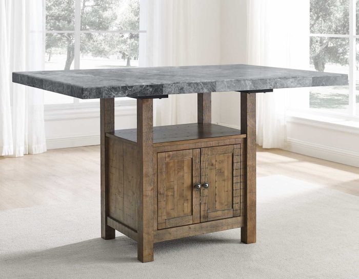 5-Piece Marble Top Counter Storage Dining Set ss