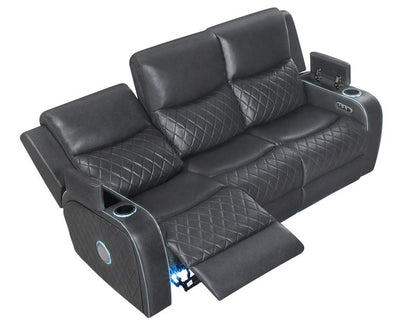 Luna 3-Piece Home Cinema Power Reclining Set, Charcoal Vegan Leather SS