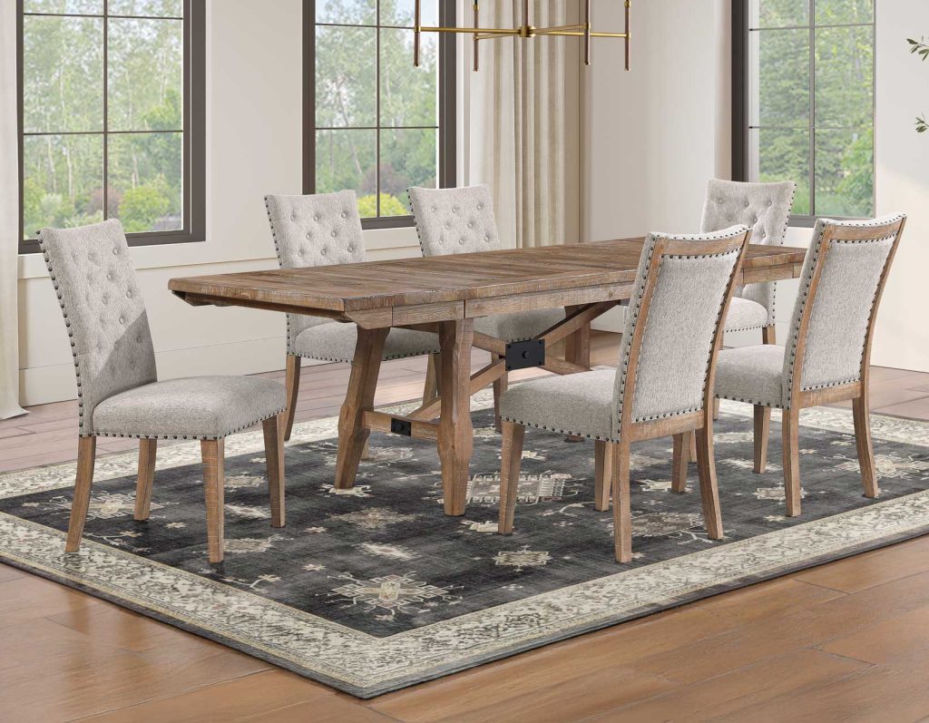 Trestle Table with 4 Upholstered Side Chairs SS
