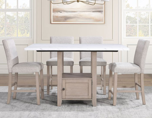 5-Piece Faux-Marble Counter Dining Set SS