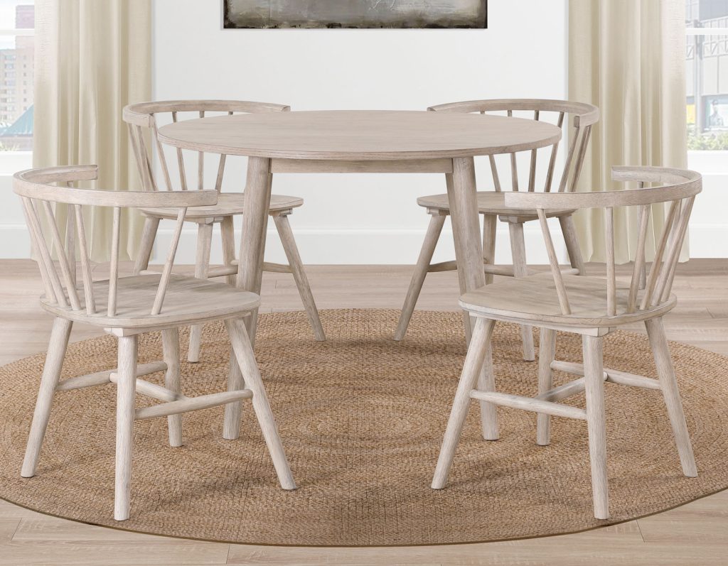 5 Piece 42-inch Round Dining Set, Tan ss