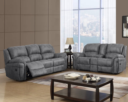 Leather grey  sofa + love seat