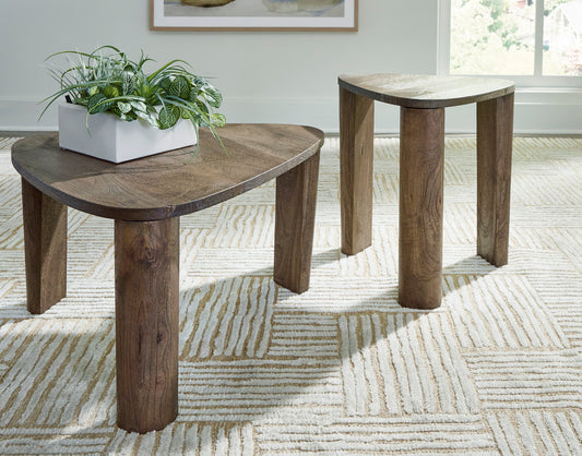 HH Portland Mango-Wood Accent Tables, Set of 2 | Grayish Brown |