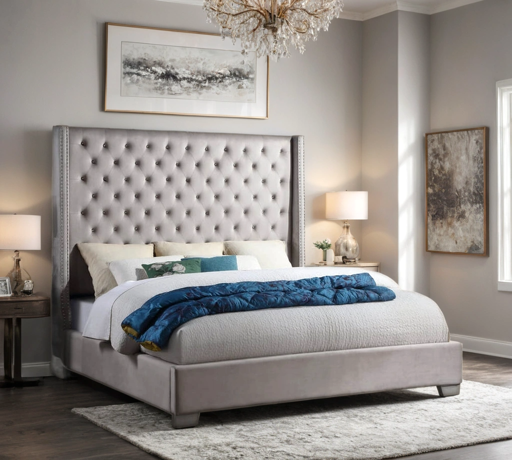 HH 329 6ft Velvet Diamond | Silver | Queen, King