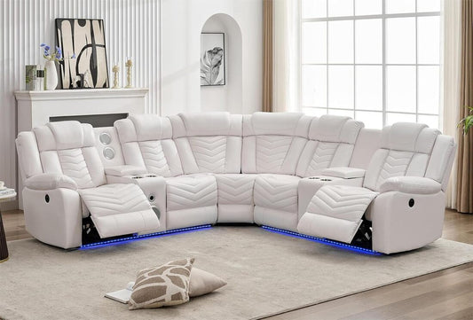 ACE27 White Reclining Sectional **NEW ARRIVAL* HH
