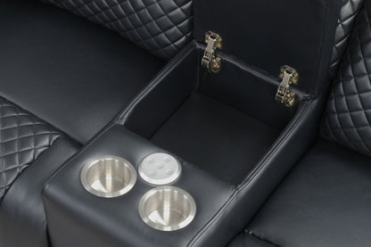 3 peiece leather  sofa LED/Bluooth speaker charging ports