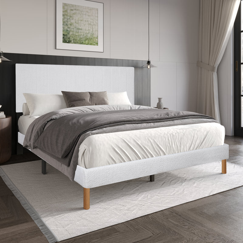 HH 200 Fabric Upholstery Platform| White | Twin, Full, Queen, King