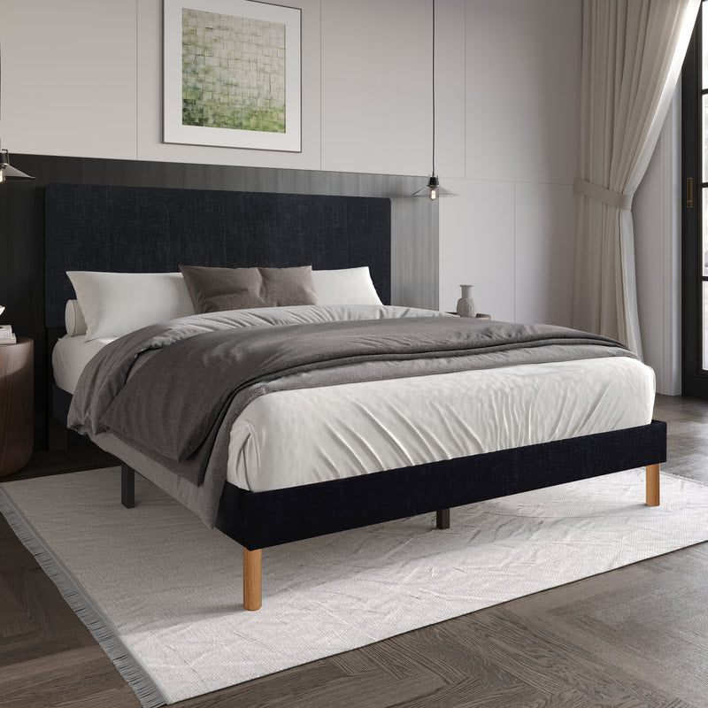 HH 205 Upholstered Platform| Black | Twin, Full
