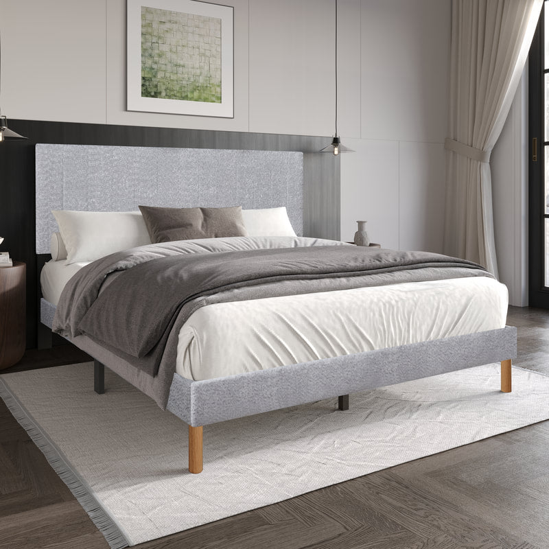 HH 210 Fabric Upholstery Platform| Light Gray | Twin, Full, Queen, King