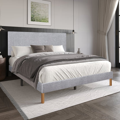 HH 210 Fabric Upholstery Platform| Light Gray | Twin, Full, Queen, King