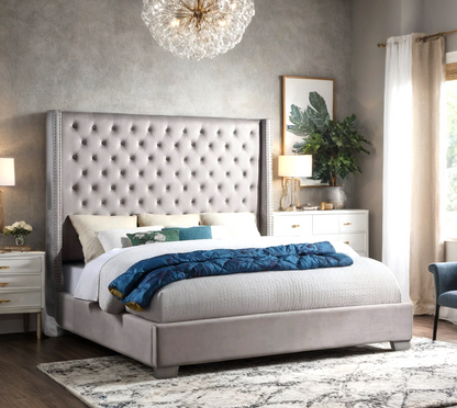 HH 329 6ft Velvet Diamond | Silver | Queen, King