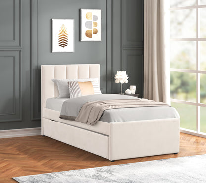 HH MAYA Platform Bed w/Trundle | Twin | Beige|