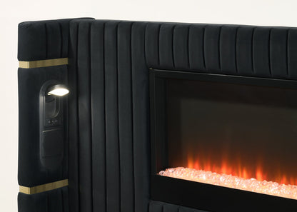 HH Romance2 Platform w/ LED Light, Bluetooth Speakers & Fireplace | Queen, King