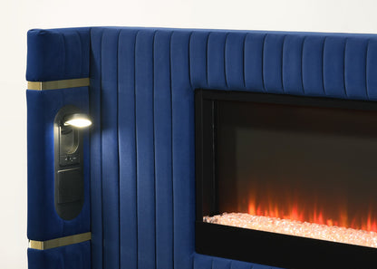 HH Romance2 Platform w/ LED Light, Bluetooth Speakers & Fireplace | Queen, King