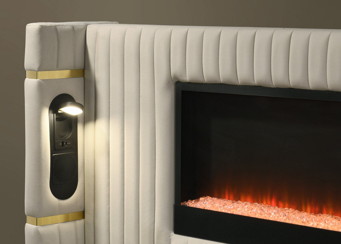 HH Romance2 Platform w/ LED Light, Bluetooth Speakers & Fireplace | Queen, King