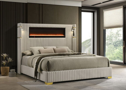 HH Romance2 Platform w/ LED Light, Bluetooth Speakers & Fireplace | Queen, King
