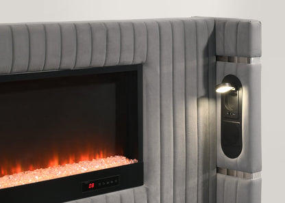 HH Romance2 Platform w/ LED Light, Bluetooth Speakers & Fireplace | Queen, King