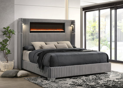 HH Romance2 Platform w/ LED Light, Bluetooth Speakers & Fireplace | Queen, King