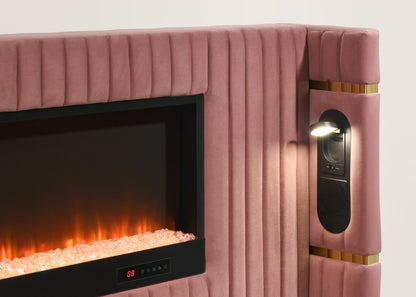 HH Romance2 Platform w/ LED Light, Bluetooth Speakers & Fireplace | Queen, King