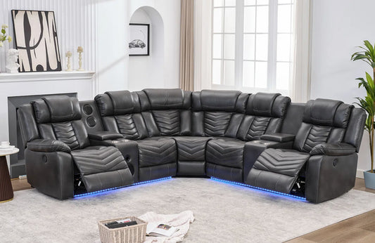 ACE28 Gray Reclining Sectional **NEW ARRIVAL** SKU: ACE28 Gray